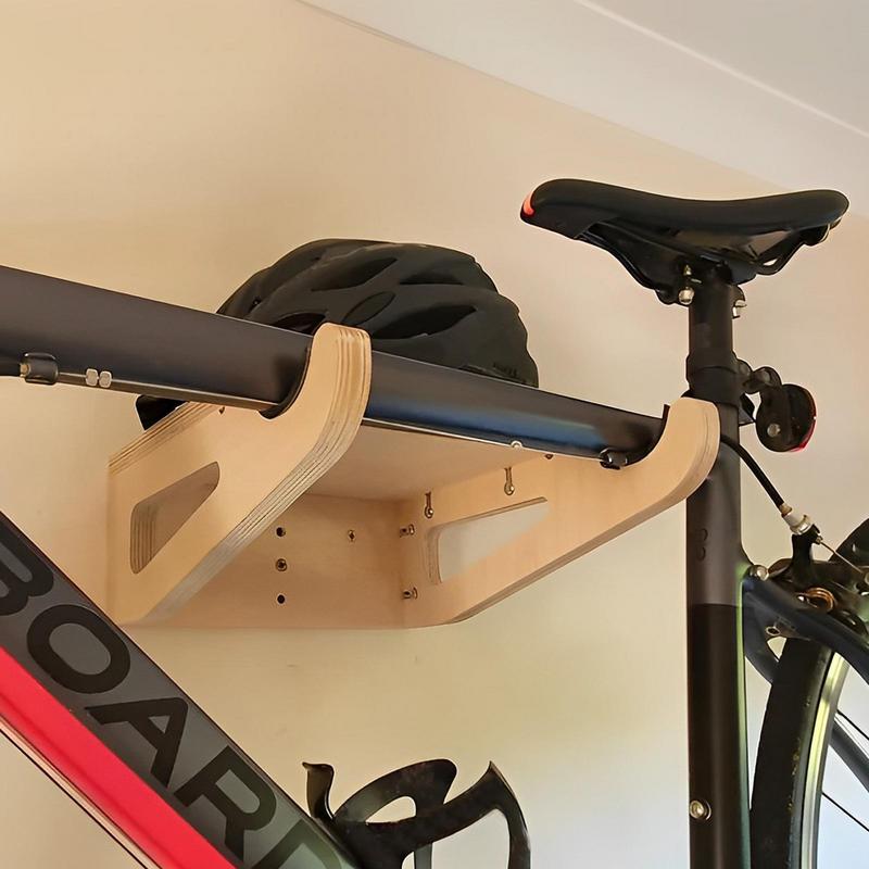 Cycling Gear Wall Storage - دراجة جدار الرف خشبية دراجة تخزين