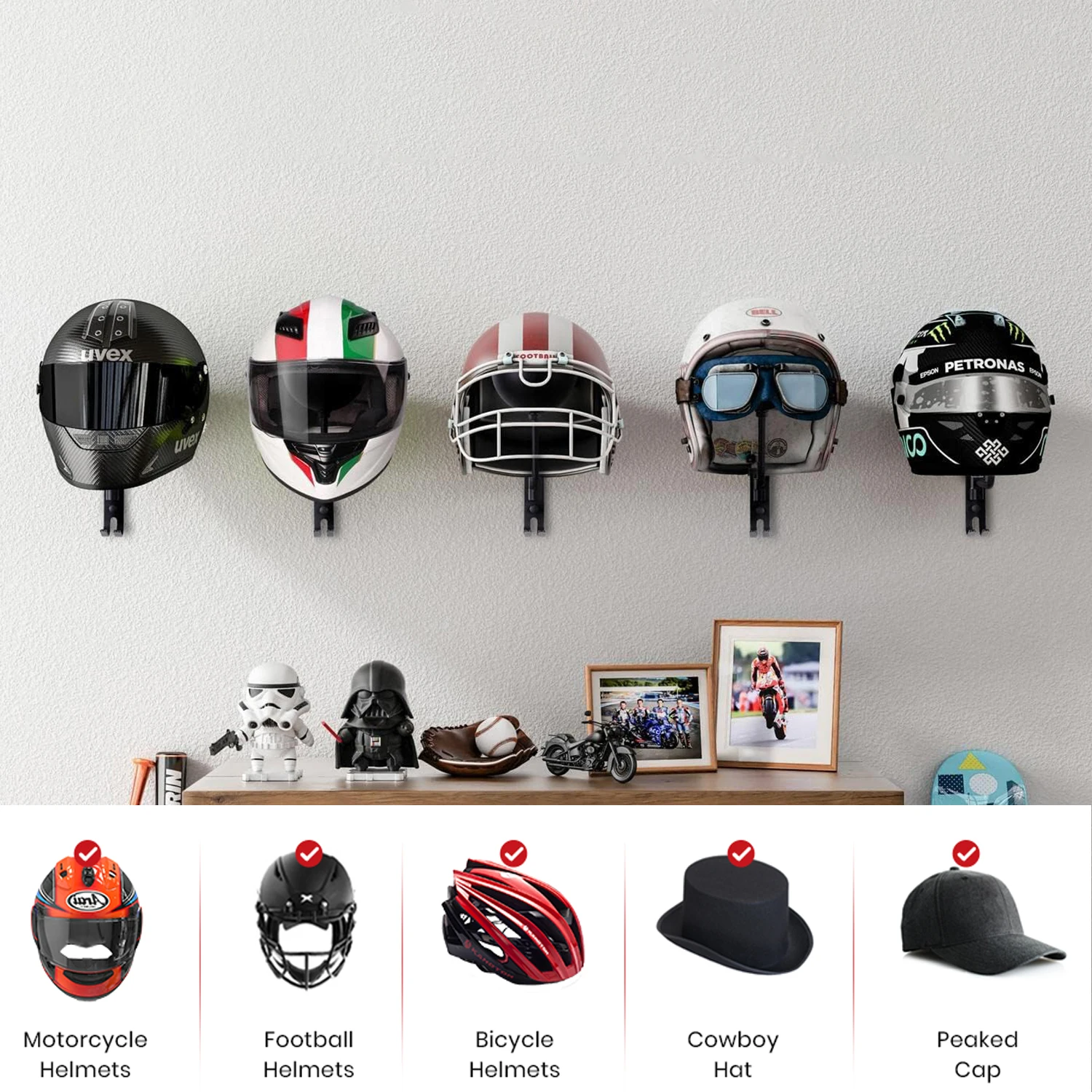 دراجة نارية خوذة الرف جدار جبل - مراجعة Cycling Gear Wall Hanger وسعره